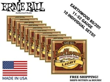 **10 SETS ERNIE BALL EARTHWOOD 80/20 BRONZE LIGHT ACOUSTIC GUITAR STRINGS 2004**