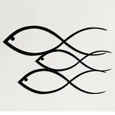 DEKADRON Animlas Metal Wall Art Works - Fish Family Metal Wall Decor Home Off...