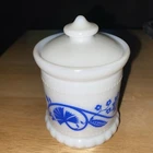 Vintage Hazel Atlas Milk Glass Floral Lidded Jar