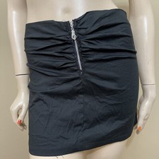 Women  s Black Cotton Casual Summer Stretch Slim Pleated Zipper Mini Size S Skirt