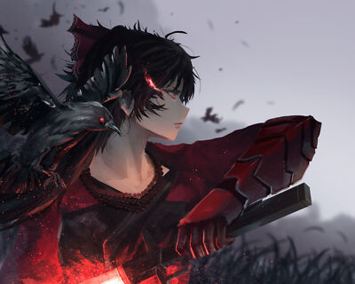 Anime girls rwby art fan raven branwen red eyes long playmat gaming mat