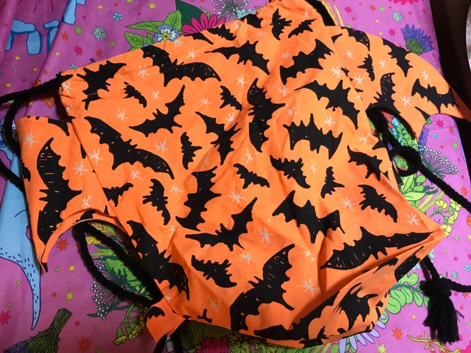 Lush Black Tote Bag Fledermaus Rucksack Bat Tasche Canvas Orange 🌺 Stoffbeutel
