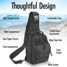 Tactical Sling Bag Molle EDC Crossbody Backpack Shoulder Chest Pack Waterproof