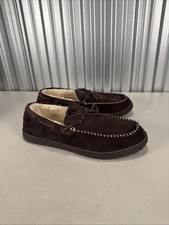 Eddie Bauer Genuine Suede Shearling-Lined Moccasin Slippers Shoes Men s Size 13