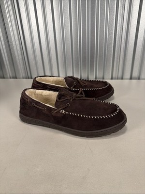 Eddie Bauer Shearling Lined Suede Moccasin Slippers. Casual, Outdoor, Preppy. Mens Eddie Bauer Ridgemont Chestnut Leather Moccasin  main image 4