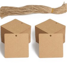 Kraft Paper Gift Tags,200PCS Blank Hang Tags with 200PCS 2.4 x2.4", Brown
