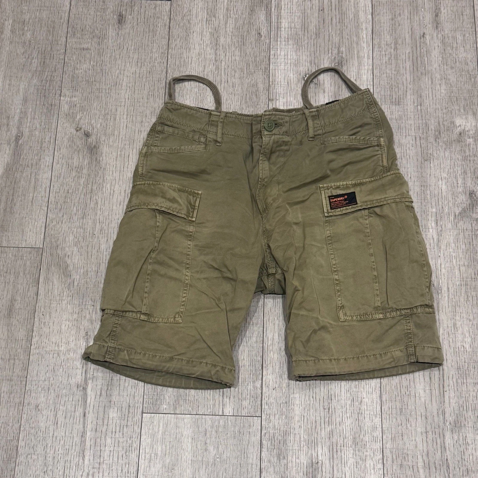 Superdry Core Cargo Lite Shorts Mens W31 Khaki Green Military Utility Combat Vgc