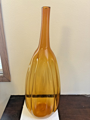 Zeller 31''  Amber Glass Floor Vase, Dimple Design