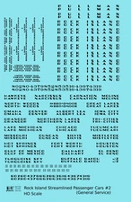 K4 HO Scale Decals Rock Island Streamlined Passenger Car General Service Cars #2