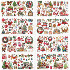 Christmas Rub on Transfer for Crafts - 8 Sheets Vintage Christmas Transfer St...