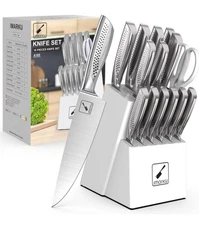 Imarku Knife Set, 15-Pc High Carbon Stainless Steel Kitchen Knife Set with Block