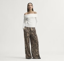 Size X-Large Adidas Women Satin Snake Print Wide Leg Track Pant KX1886 SHIPS NOW