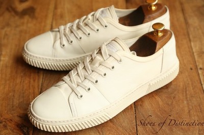 PRADA White Leather Canvas Trainers Sneaker Herren UK 7,5 US 8,5 EU 41,5