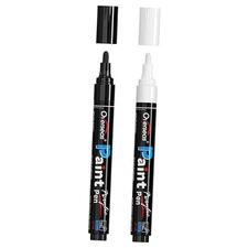  White & Black Paint Pens Paint Markers - Permanent Acrylic Markers White&Black