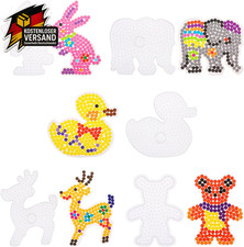 Bügelperlen Steckplatten Set für Tiermotive ab 3 Jahre, 5 transparente XL Platte