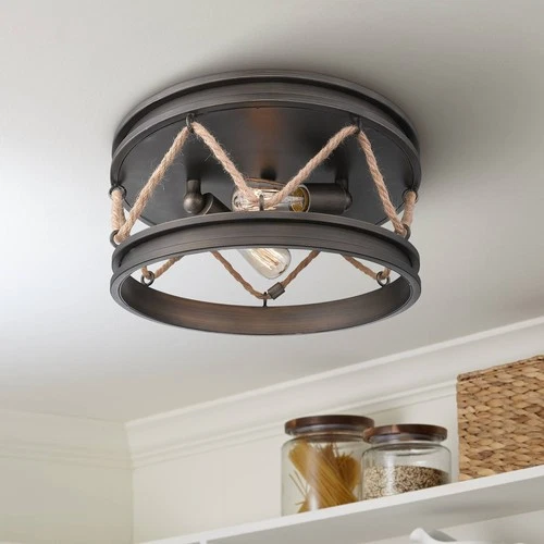 Golden Lighting Chatham 14" Wide Gunmetal Bronze 2-Light Ceiling Light - Picture 1 of 6