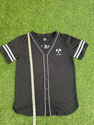 IN-N-OUT BURGER Men's Mesh Button-Up Shirt Black White Short Sleeve L
