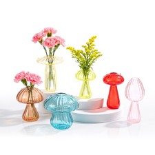 5/6pcs Glass Mushroom Propagation Stations & Planter Jars Round Shaped Vase