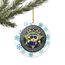 South Park Police Cartman 3" Ceramic Christmas Ornament Made in the USA Ships Fr