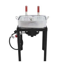 Commercial-Style Propane Gas Dual Basket Outdoor Fryer 18 qt Deep Fry Fish Wings