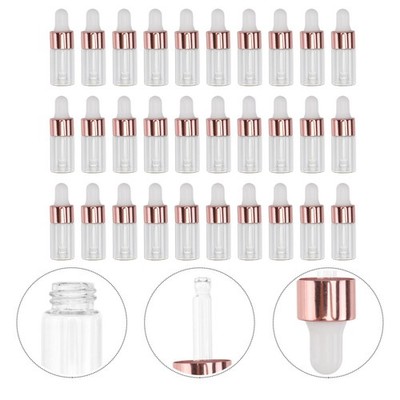 30 Stück 3 ml Tropfflaschen, Klarglasflaschen für ätherische Öle, Glasspender