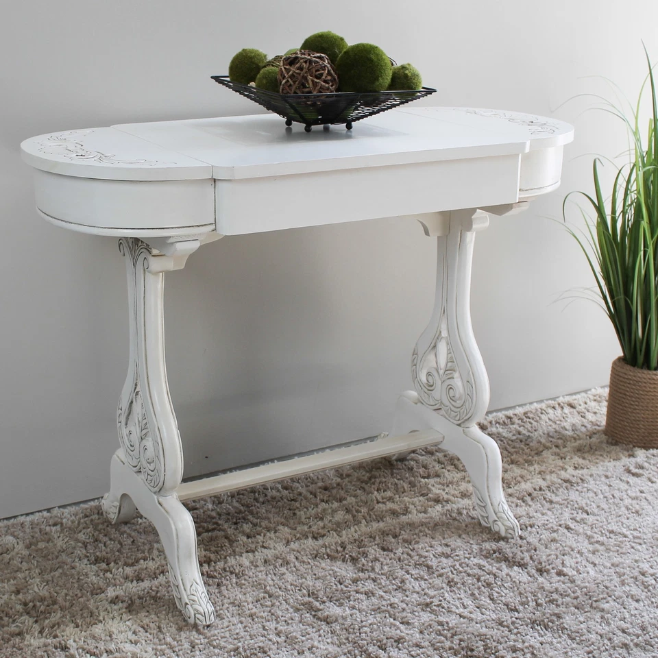 Mesa de escribir International Caravan Windsor de madera tallada con cajones abatibles Foto 3 de 3