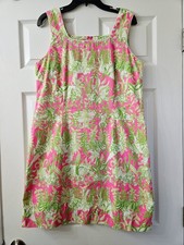 Lilly Pulitzer VINTAGE White Label Krista JUNGLE ROAD Shift Dress 12 Zoo Lions