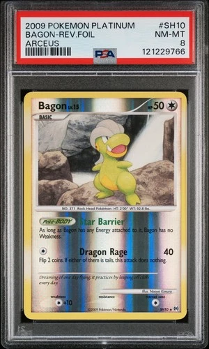 2009 POKEMON PLATINUM ARCEUS #SH10 BAGON-REVERSE FOIL PSA 8