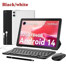 Tablet, 10 Inch Android 14 Tablets, 12GB RAM+64GB ROM (TF 1TB) with Octa-Core