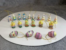 VTG Christmas 90's Ceramic Easter Bunny Mini Ornaments Assorted 1" - Lot Of 20