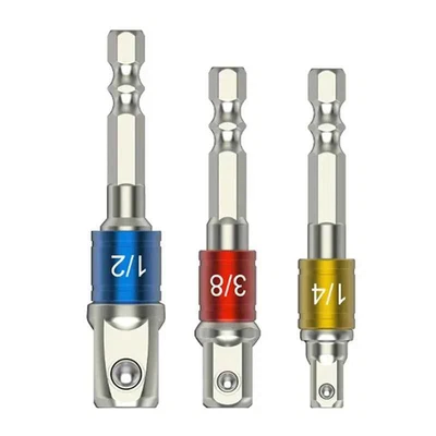 3x Socket Bits Adapter Set Hex Shank Impact Drill Driver Bar Wrench Extension UK