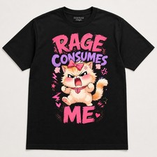 Rage Consumes Me Cat T-Shirt Funny Angry Kitty Graphic Tee Unisex