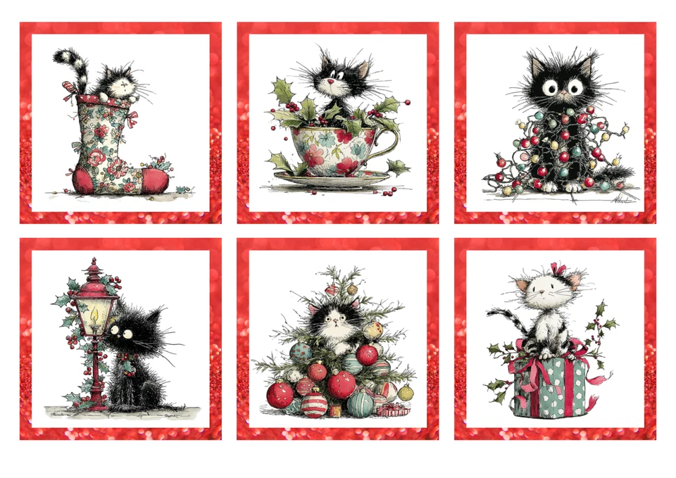 CREATED BY MRS WINDSOR Christmas Card Toppers For Card Making Paper Craft Scrapbooks Set Of 6