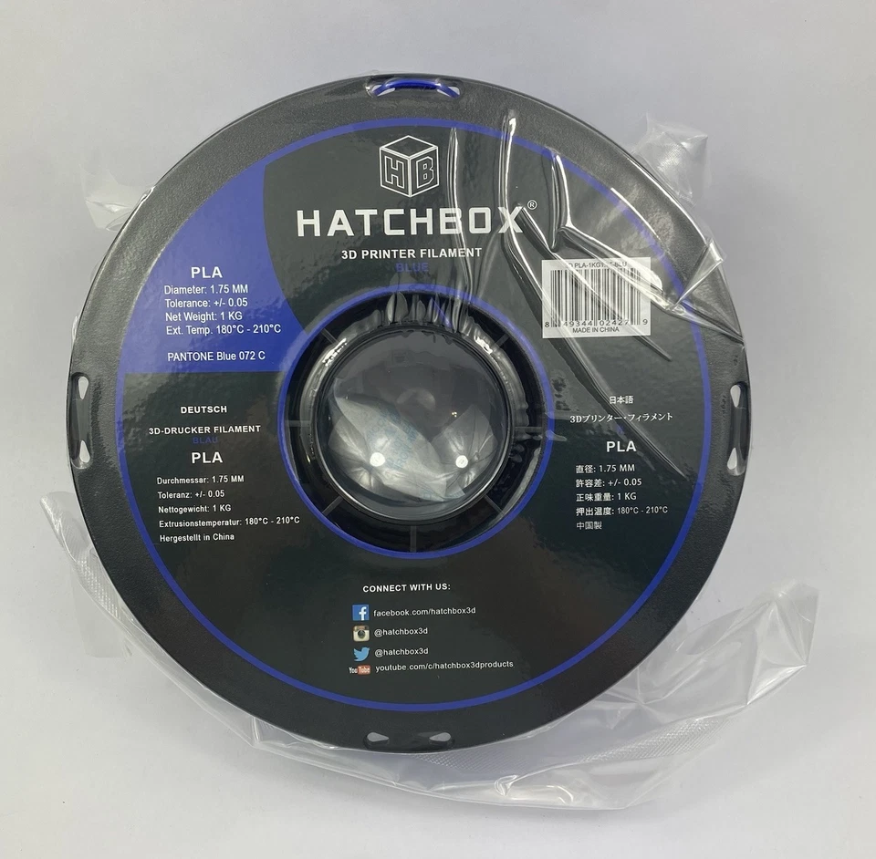 Hatchbox PLA 1.75mm 3D Printer Filament True Blue 1kg Spool 3DPLA1KG1.75BLU - Image 4 of 4
