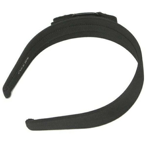 SALE FERRAGAMO Headband VARA Ribbon Studs Brand Name Engraved Black NEW - Picture 2 of 6