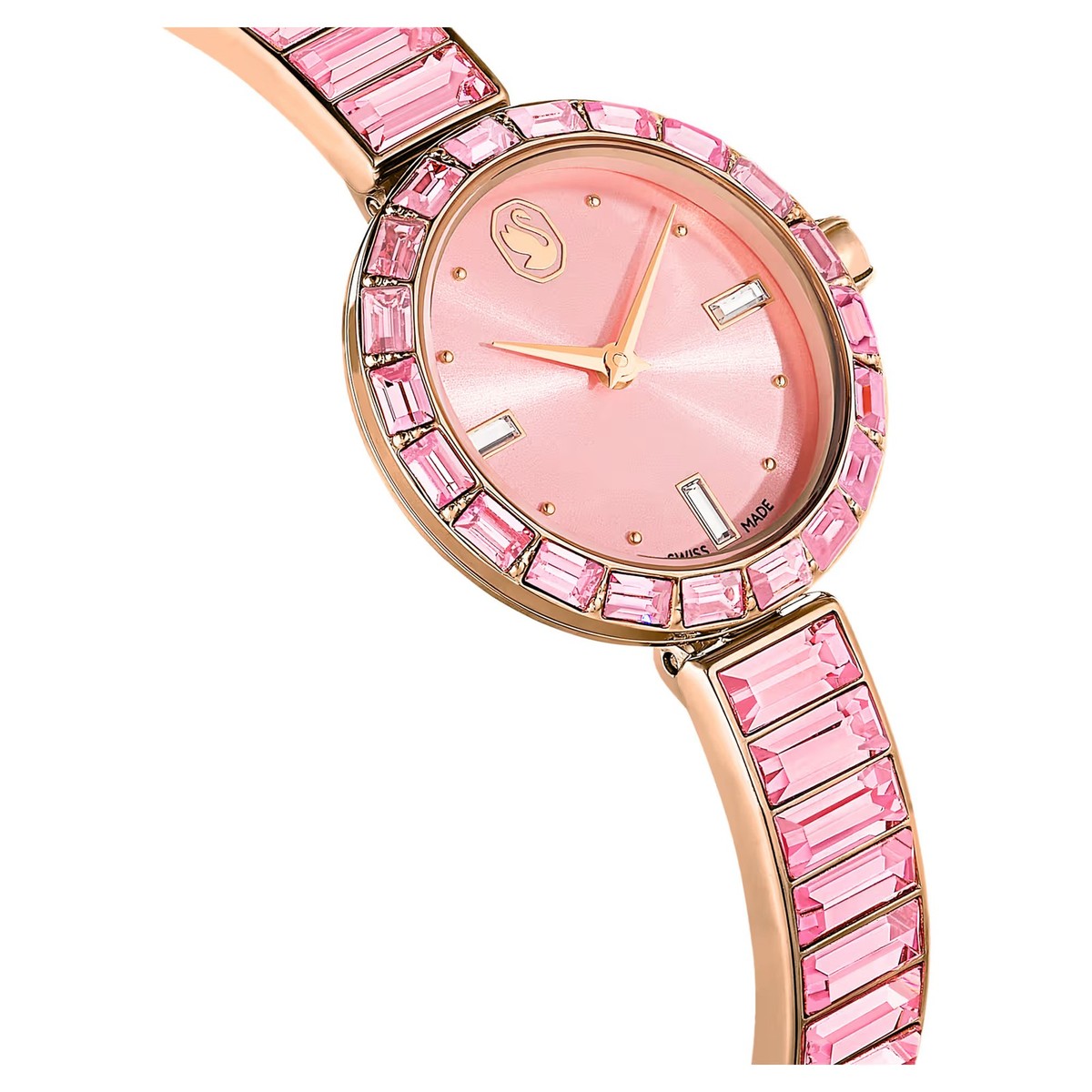 Swarovski Matrix Bangle Watch, Crystal Bracelet, Pink, Rose Gold