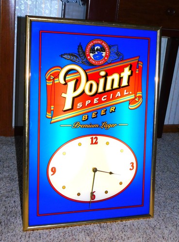 Large POINT SPECIAL BEER Red Banner CLOCK SIGN Stevens Point Wis (EX++)