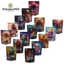 28g Mixed Pack Mylar Bags Smell Proof Airtight Food Zip Seal Foil Pouch 100pcs