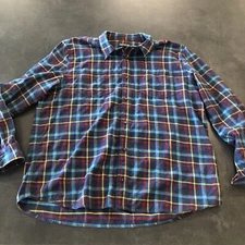 Toad Co Flannel Long Sleeve Button Up Shirt Mens  XXL Plaid Blue Red Logo Cotton