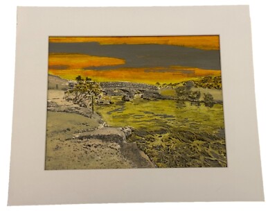 Mark Leary Dartmoor Kunst Aquarellmalerei Wenn ein Sonnenuntergang über Kadaver Brücke