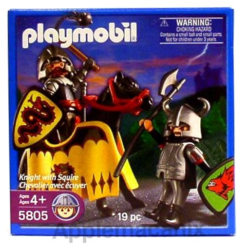 PLAYMOBIL 5805 Knight and Squire With Horse Armor Shields