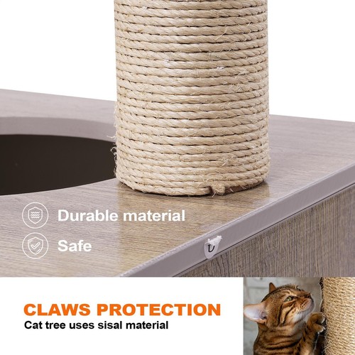 Cat Litter Box Enclosure Furniture Cat Washroom Hidden Litter Box Cabinet White - Picture 10 of 12