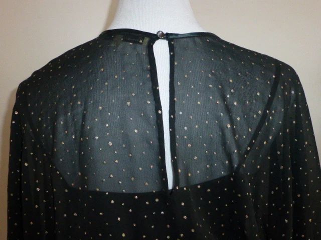 Vestido Vintage Anna Di Rossi, Milán, Negro y Plata Seda Gasa En Niveles, Euro 42 Foto 4 de 4