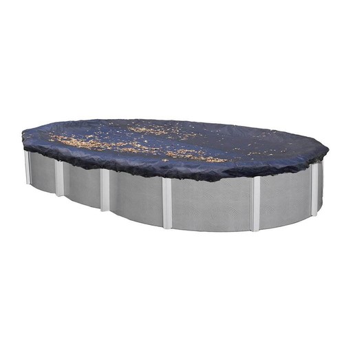 Swimline 18 x 33 Foot Oval Above Ground Heavy Winter Swimming Pool Cover, Blue - 第 1/5 張圖片