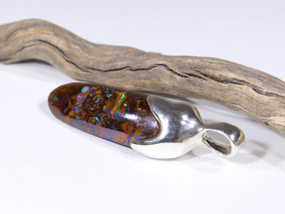 Opal Anhänger, Boulder Opal , 33mm, 925 Silber, Nr.225, Video