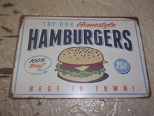 "HOMESTYLE HAMBURGERS" WALL SIGN  12" X 8"  FAST SHIPPING