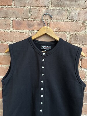 トップス old agnes b homme leather vest Rem Garson Women's Medium The Second Skin Black Leather Vest