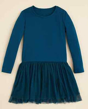 AQUA Girls' Tulle Bottom Dress Teal MEDIUM