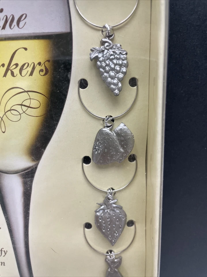 Juego de 6 marcadores de copa de vino 2001 fruta Foto 2 de 4