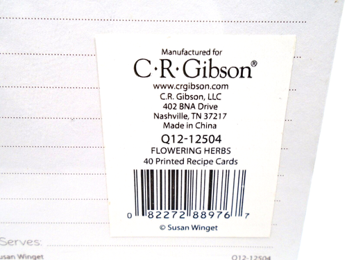 Neu Rezeptkarten blühende Kräuter 40 Stück 2-seitig 4x6" C.R. Gibson Susan Winget - Bild 3 von 5